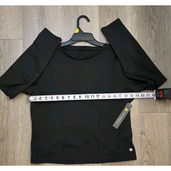 Stretch The Rules Women Black Long Sleeve Ruched Back Athletic Top L - Picture 5 of 8